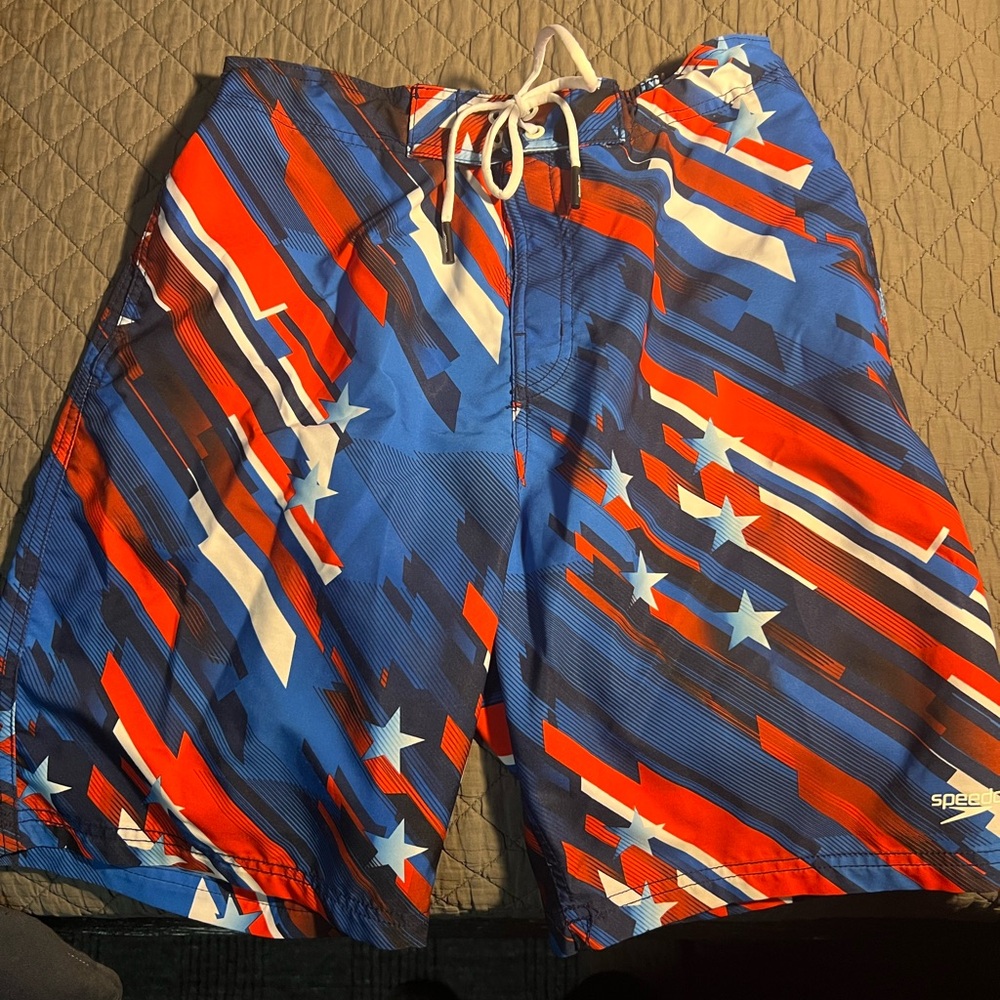 Men’s Speedo swim trunks.